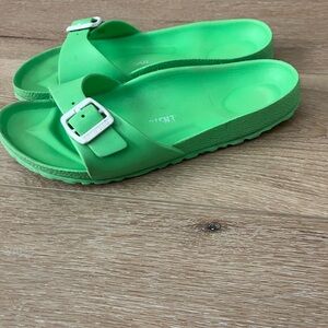 Birkenstock Vibrant Green Buckle Slides